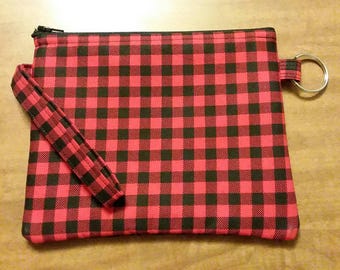 Red Plaid Wristlet Wallet