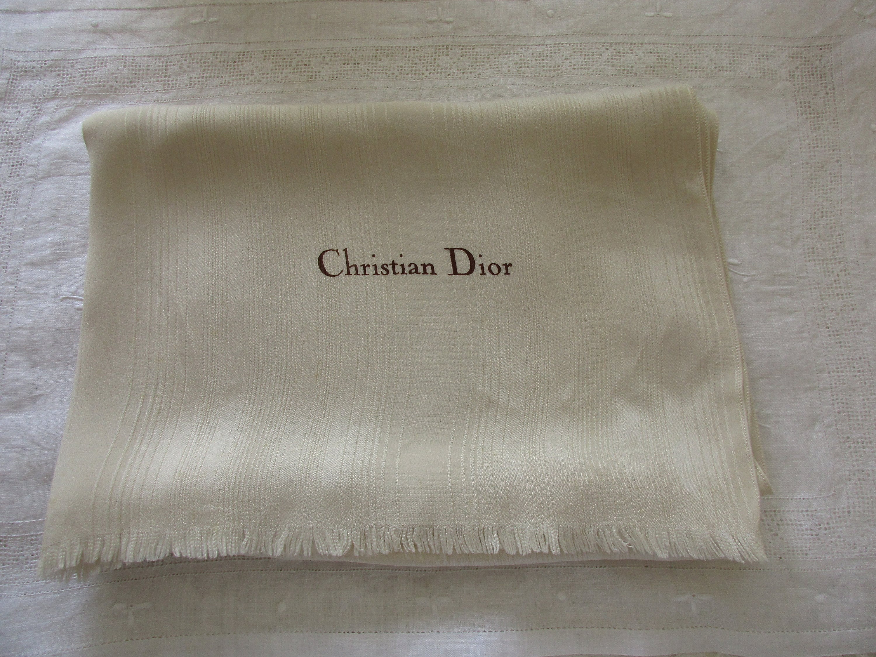 CHRISTIAN DIOR Scarf Silk Dior Monogram Logo Red Pink 80s - Chelsea Vintage  Couture