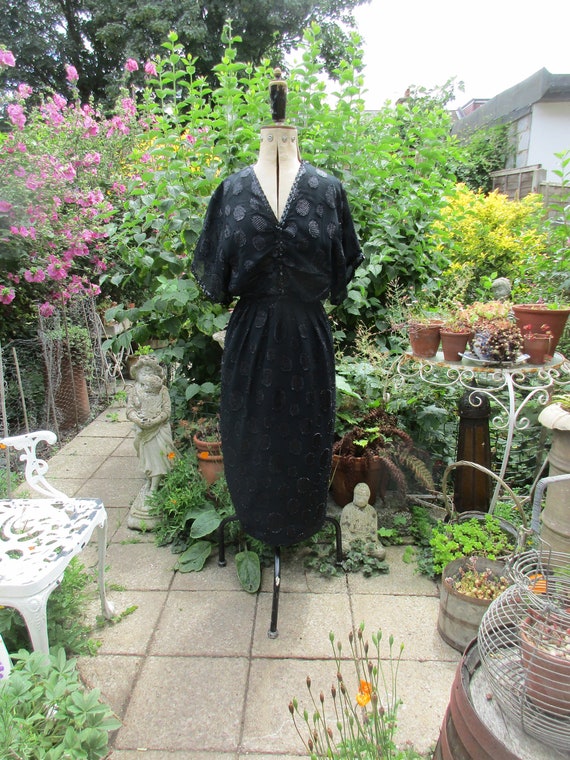 Vintage JAEGER  BLACK Embellished & Sequin Cockta… - image 1