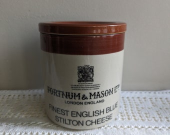 Vintage FORTNUM & MASON Blue Stilton Cheese Stoneware Pot; Denby Pot; Rustic Vintage Kitchen; Ironstone