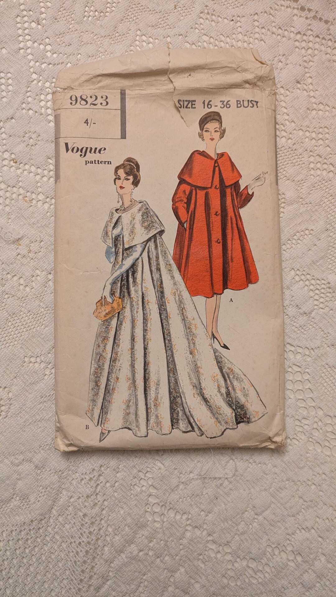Vintage 1950's VOGUE FLARED COAT Pattern 9823 - Full Length Evening ...
