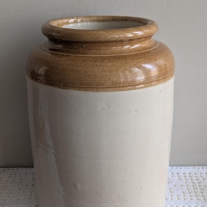 Vintage / Antique Large Stoneware Pot/Jar; Utensil Pot; Glazed earthenware; Salt Glazed Pot; Vintage Farmhouse Kitchen