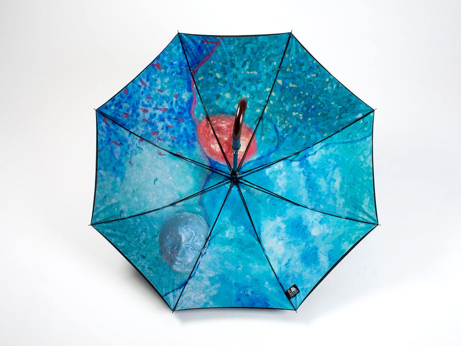 Designer Art Umbrella - Original Swedish Artwork, Wooden Handle, Automatic Windproof Gift