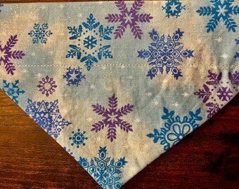 Snowflake Dog Bandana, Winter Holiday Pet Collar