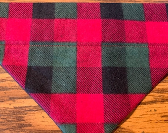 Christmas Flannel Over The Collar Dog Bandana