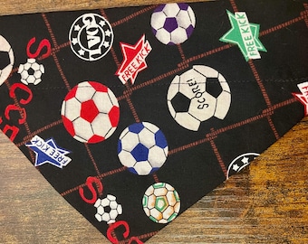 Soccer Dog Bandana, Over the Collar, Handmade Cotton