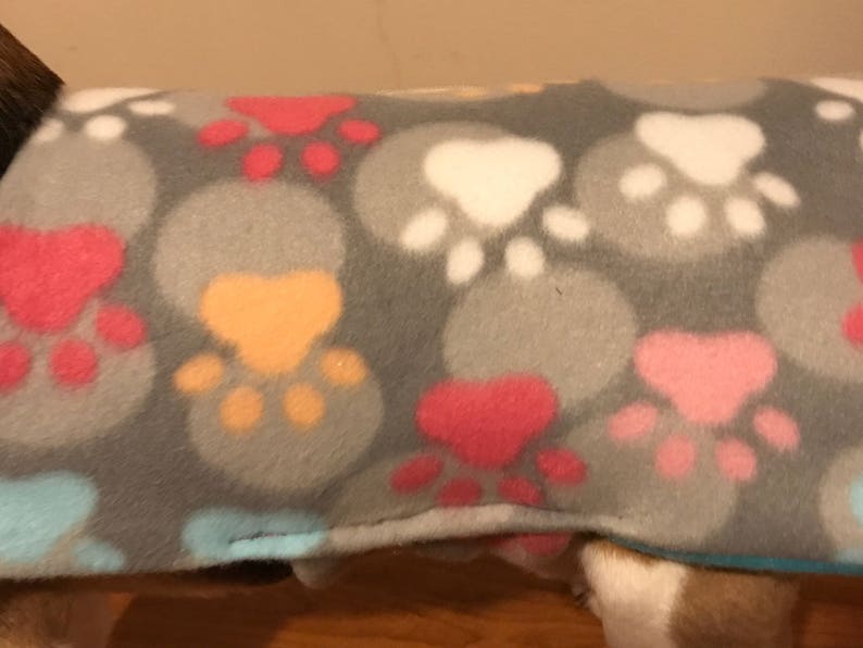 Dog Fleece Jacket Gray Paw Print Etsy
