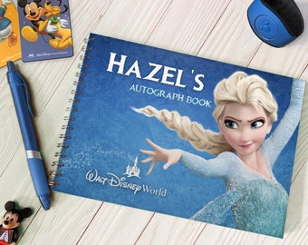 Personalised Frozen (Elsa / Anna / Olaf) Autograph Book - Disneyland / Disney World