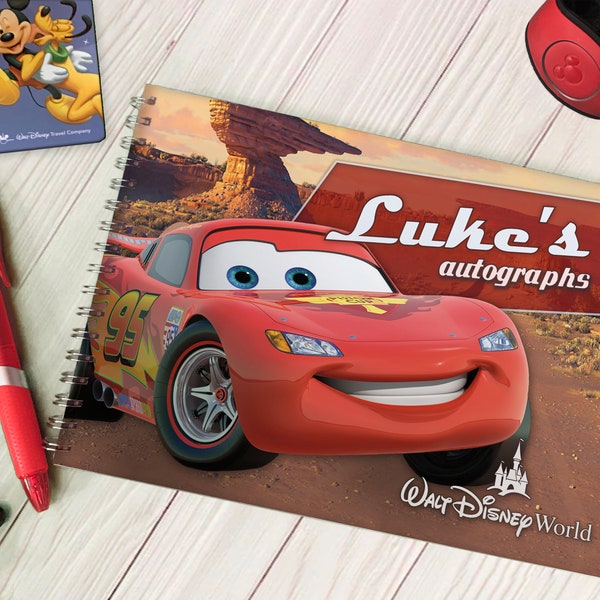 Personalised Cars Lightning McQueen Autograph Book - Disneyland / Disney World