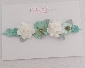 Mint Green Rose Flower Headband Garland Boho Hair Crown Head Band Festival 4917