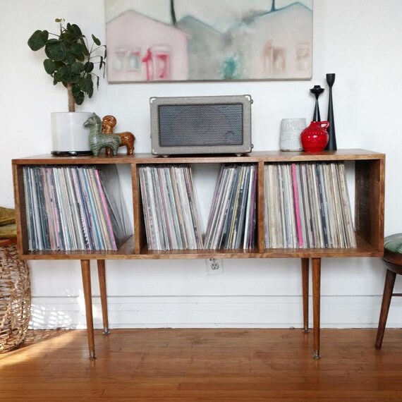 Mid Century Vintage Record Cabinet Custom Maple Handmade Vinyl Etsy