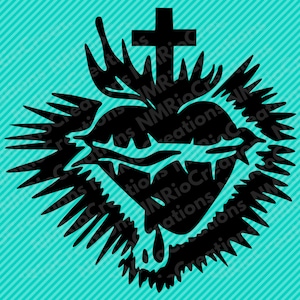 Sacred heart Silhouette svg file, Sacred Heart Clip art, sacred heart svg, INSTANT DOWNLOAD - svg, pdf, dxf, eps, png
