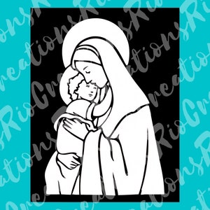Mary and Jesus Silhouette svg file, Clip art, svg, INSTANT DOWNLOAD - svg, pdf, dxf, eps, png