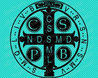 St. Benedict Medal Silhouette svg file, St. Benedict Clip art, St Benedict svg, INSTANT DOWNLOAD - svg, pdf, dxf, eps, png