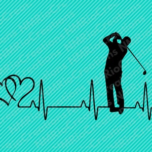 Hart klopt golf silhouet svg-bestand, hou van golf illustraties, hartslag golf svg, INSTANT DOWNLOAD - svg, pdf, dxf, eps, png