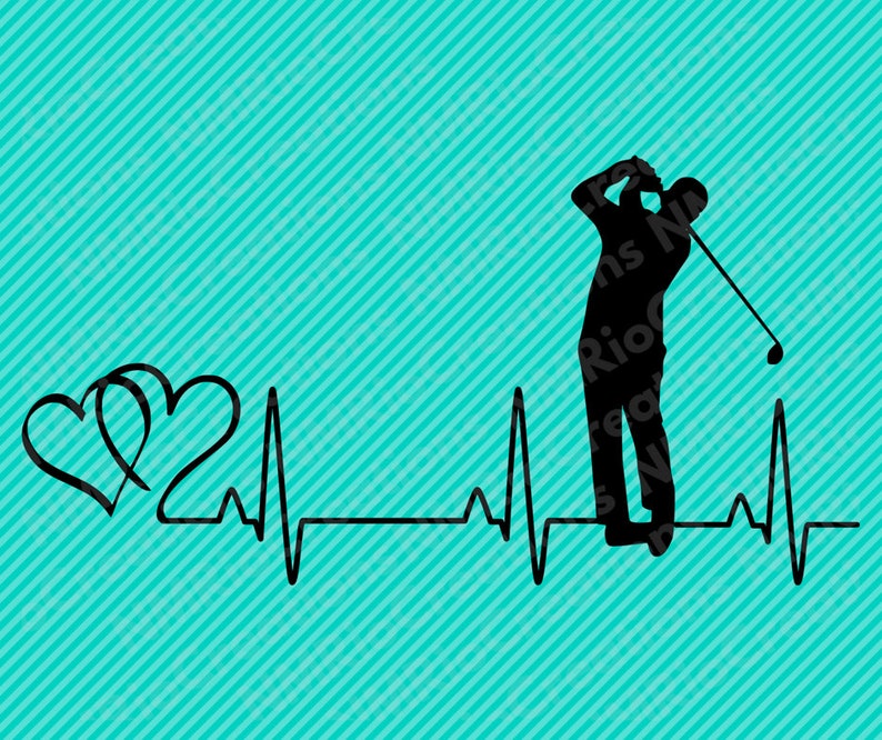 Heart Beats Golf Silhouette Svg File, Love Golf Clip Art, Heart Beat