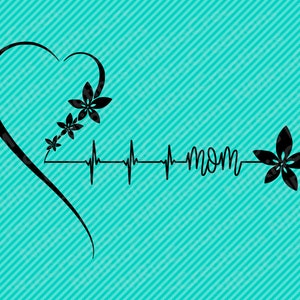 Moeder hart Beat silhouet svg-bestand, Moms hartslag illustraties, moeder hart Beat svg, INSTANT DOWNLOAD - svg, pdf, dxf, eps, png