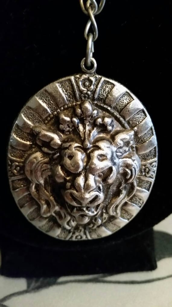 Big Statement Lion Head Heavy Solid Metal Repousse