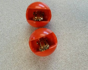 1960s Retro Orange Plastic Clip On Earrings Made in Western Germany