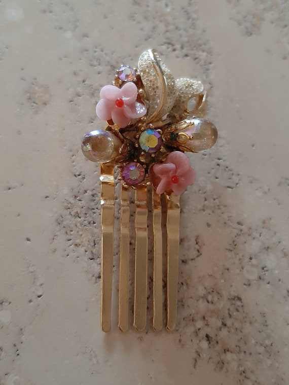 Vintage Signed Florenza Hair Clip in Pink