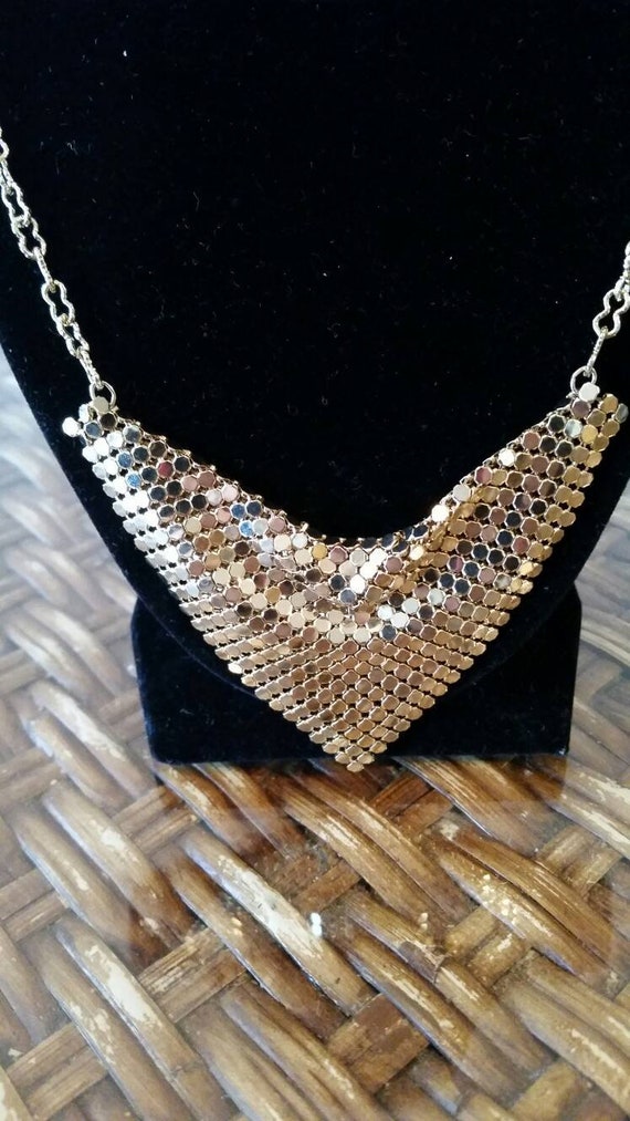 Vintage Hobe Goldtone Triangular Metal Mesh Bib N… - image 10