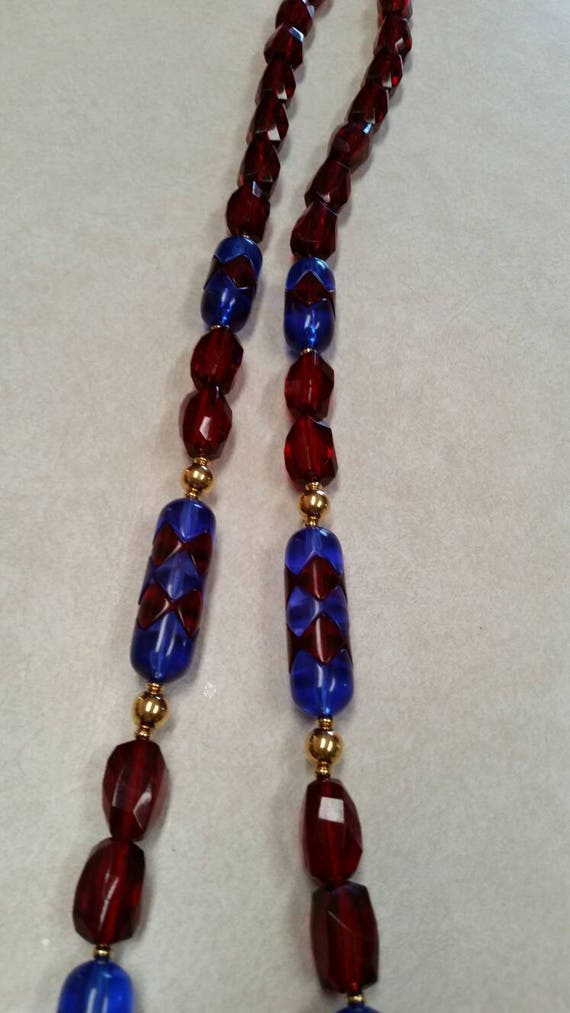 Vintage Monet Faceted Deep Cherry Lucite Beads and