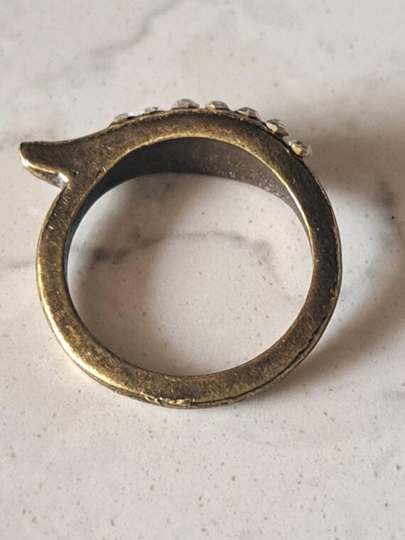 Vintage Solid Brass Feather Ring - image 7