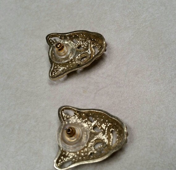 Vintage Panther Post Earrings with Jet Glass Eyes… - image 6