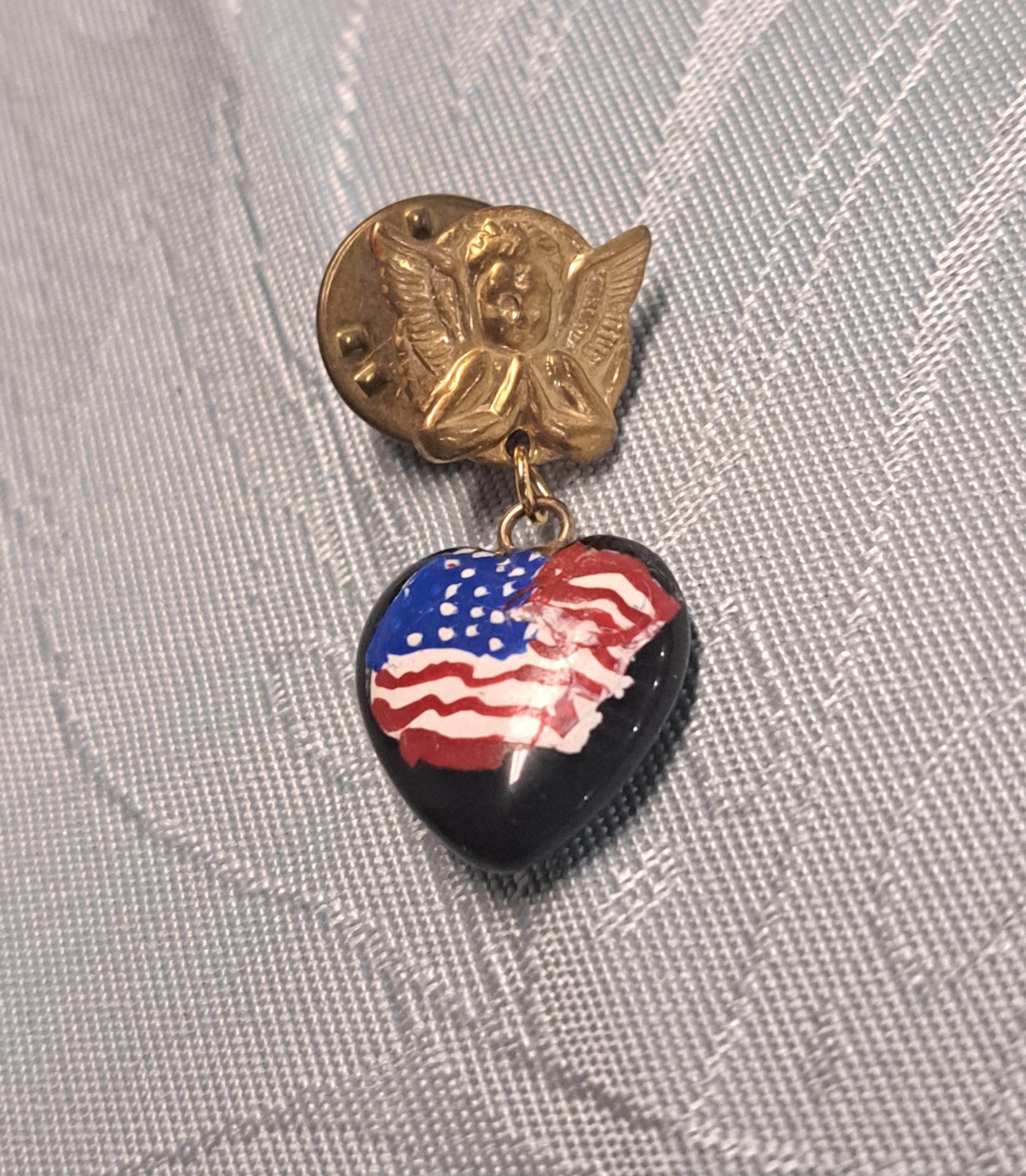 ★アメリカ軍＊１９４０年代＊９２５銀製SWEET HEARTピンブローチ（実物） USA製1940年代WW2ヴィンテージSweetheartマザーオブパール