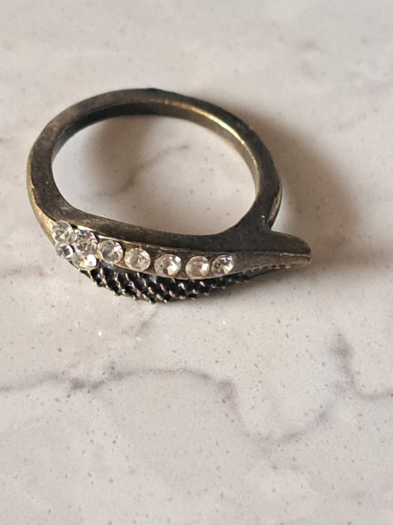Vintage Solid Brass Feather Ring - image 2