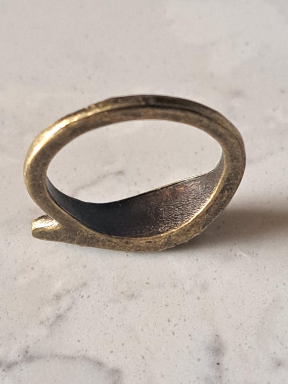 Vintage Solid Brass Feather Ring - image 6