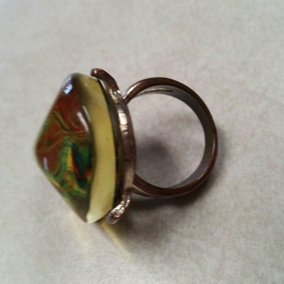 Vintage Clear Lucite Peacock Ring - image 2