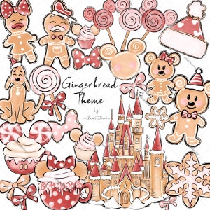 biscuits en pain d’épice hiver Clipart parc à thème dessinés à la main art Noël mignon hiver clipart pastel château magique mignon clipart biscuits