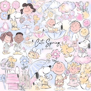 Leuke lente Clipart zonnige dag Clipart, kalverliefde, Be mine Valentines Babyshower illustratie Harten Cookies, planner behoeften, digitale kunst