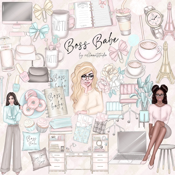 Girl Boss clipart, boss lady stickers, girly planner clipart