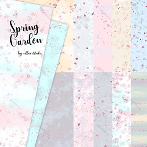 SPRING GARDEN Paper, Spring Paper pack, Pastel Spring paper, Glitter Paper, Pastel Paper, planner, Planner Needs, Surface pattern designs