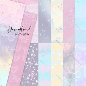 Dreamland Paper pack oppervlak patroon thema park papier pak pastel papier pak glitter planner heeft planner goodies digitale patroon ontwerpen