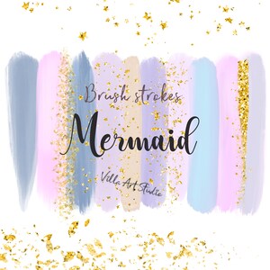Celestial Mermaid brush strokes, watercolor brush, whimsical, celestial clipart, galaxy clipart, mermaid clipart, brush strokes, png