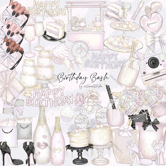 Anniversaire Bash Clipart Glitter Mignon Anniversaire Clipart Etsy France