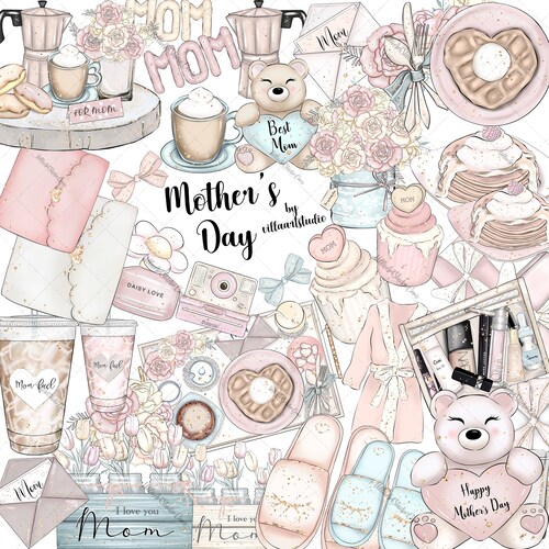 Mothers Day Clipart Flowers Clipart Festive Clipart Mom and - Etsy