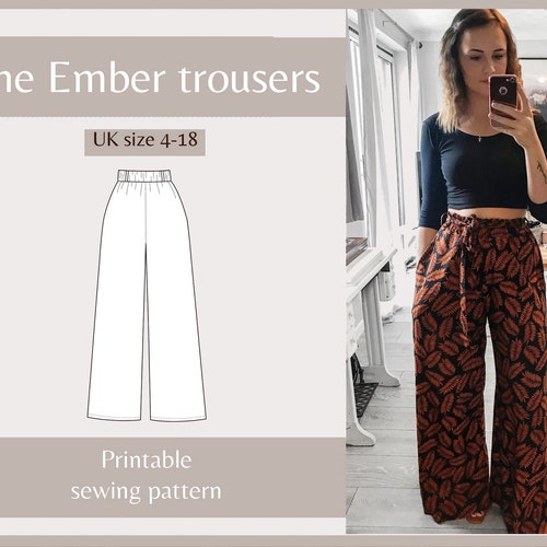 Wide Leg Trousers Sewing Pattern NH Patterns Ember Trousers - Etsy UK