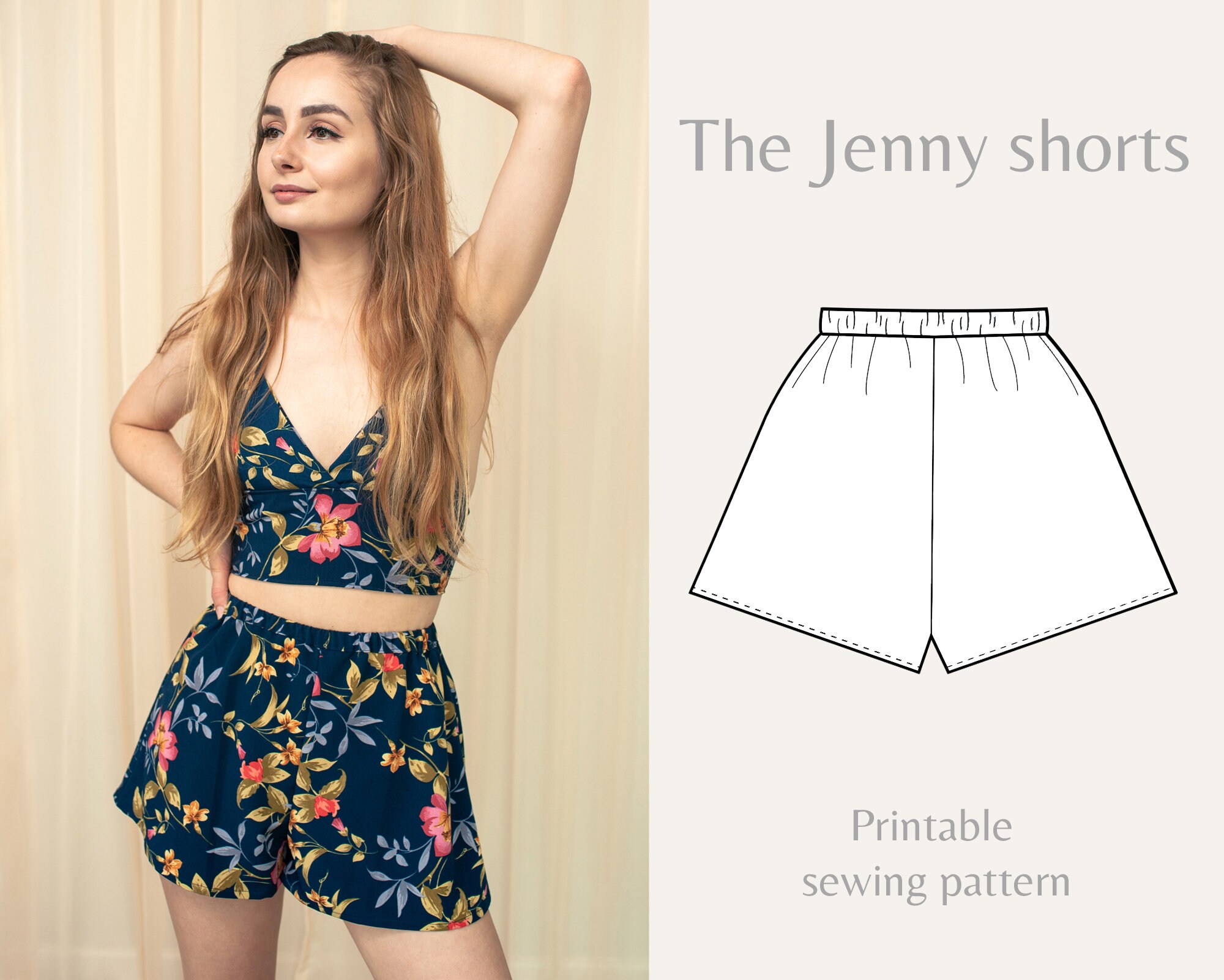 Womens High Waisted Shorts Printable Sewing Pattern Jenny Etsy Canada