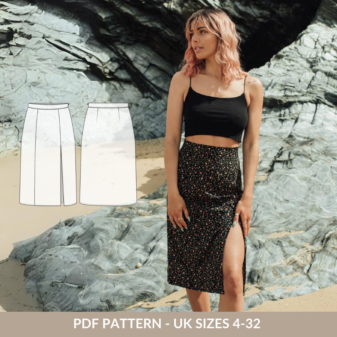 High Waist Midi Skirt PDF Sewing Pattern for Women NH Patterns
