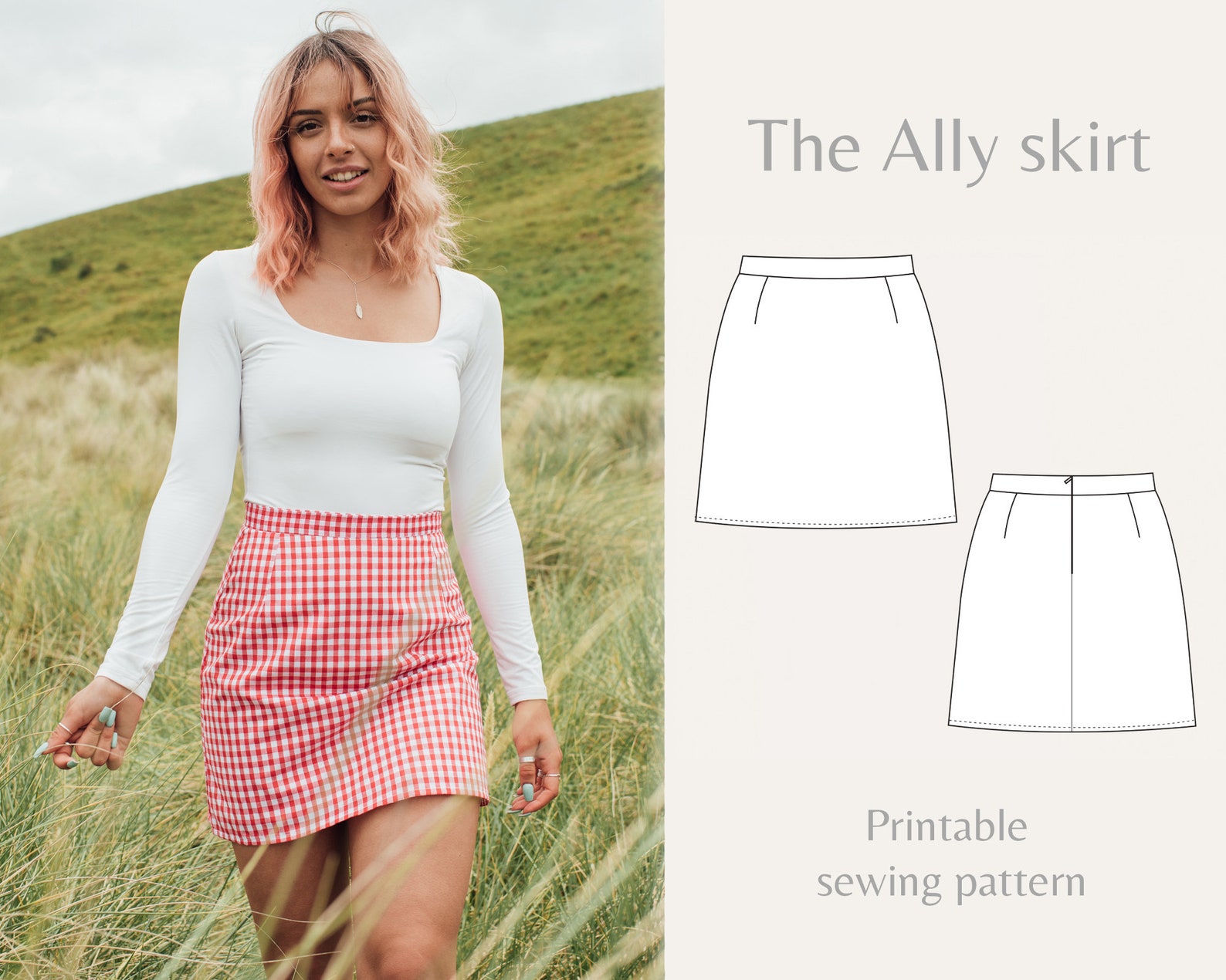 Womens High Waisted Skirt PDF Printable Sewing Pattern - Etsy