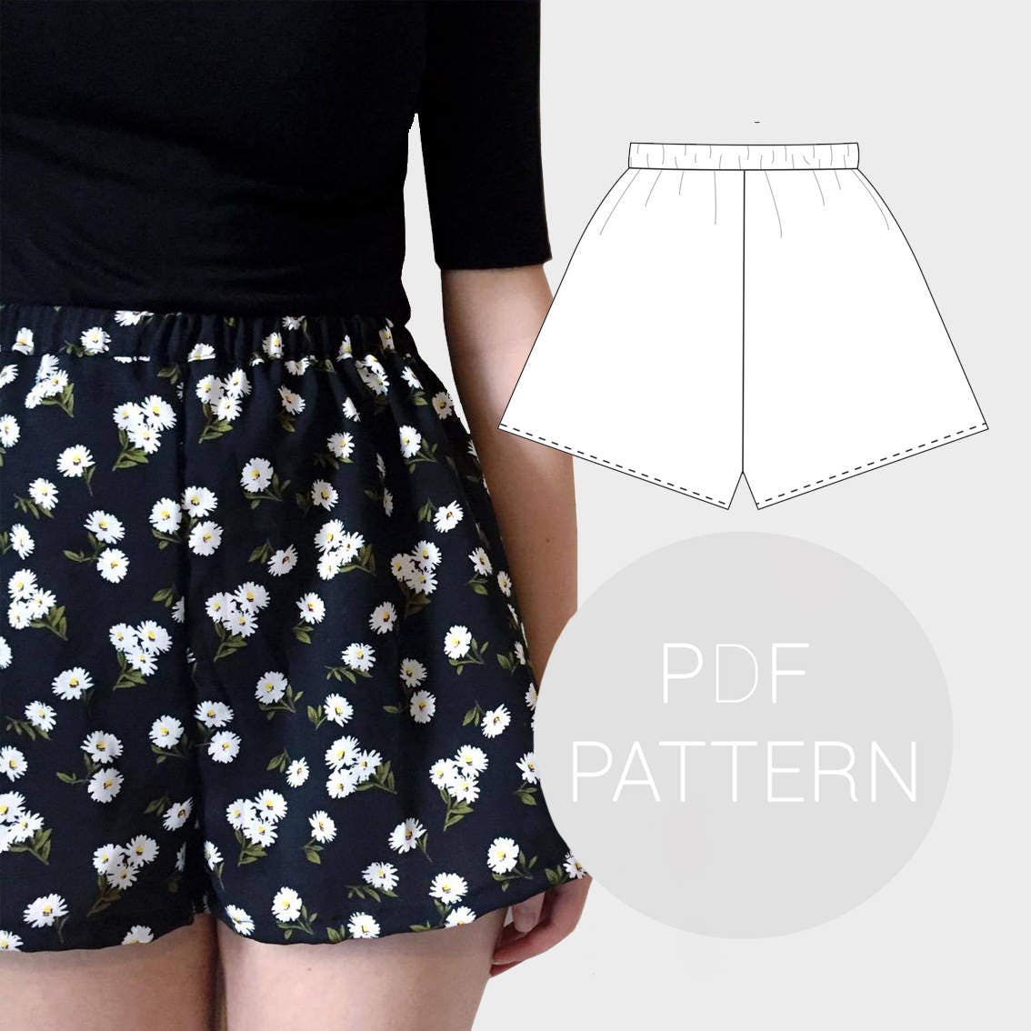 Womens high waisted shorts PDF printable sewing pattern. | Etsy