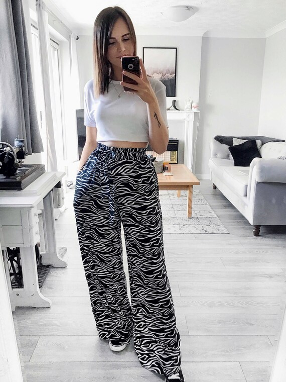 Womens High-waist Wide-leg Trousers 