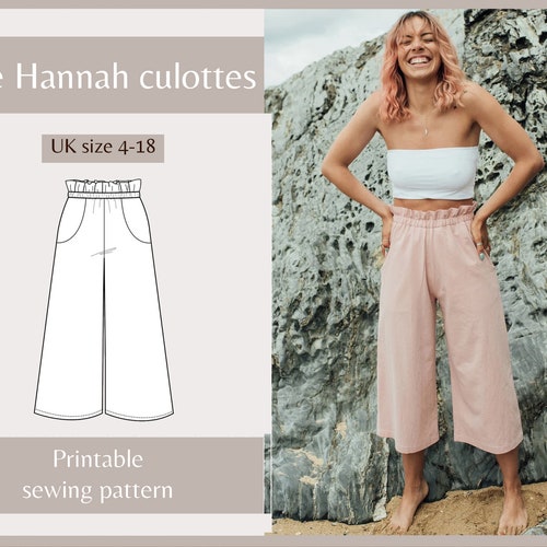 Womens Paperbag Culottes Hannah Culottes PDF Sewing - Etsy New Zealand