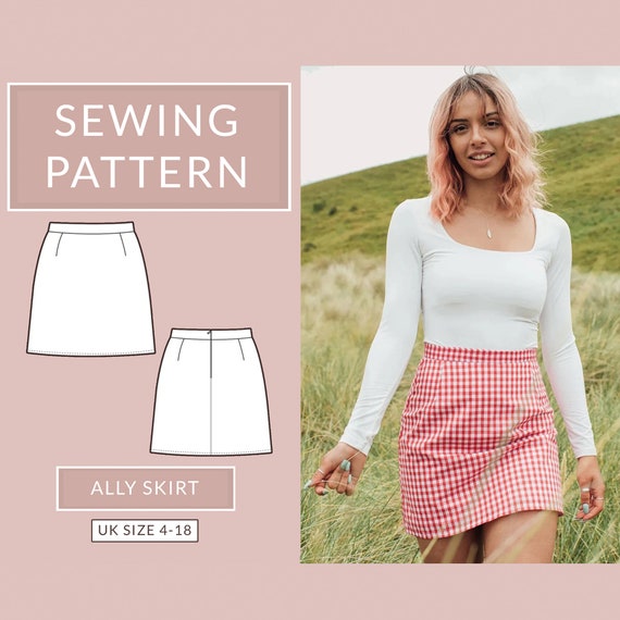 High Waisted Skirt Sewing Pattern NH Patterns Ally Skirt   Etsy