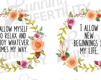 Fertility affirmation cards, printable IVF affirmation cards, infertility and IUI affirmations, Floral print your own cards, print at home.