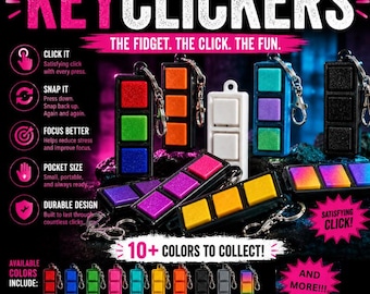 Custom Mechanical Keyboard Fidget Keychain, ASMR Clicker, 2-3 Keys, Loud or Soft Switches,